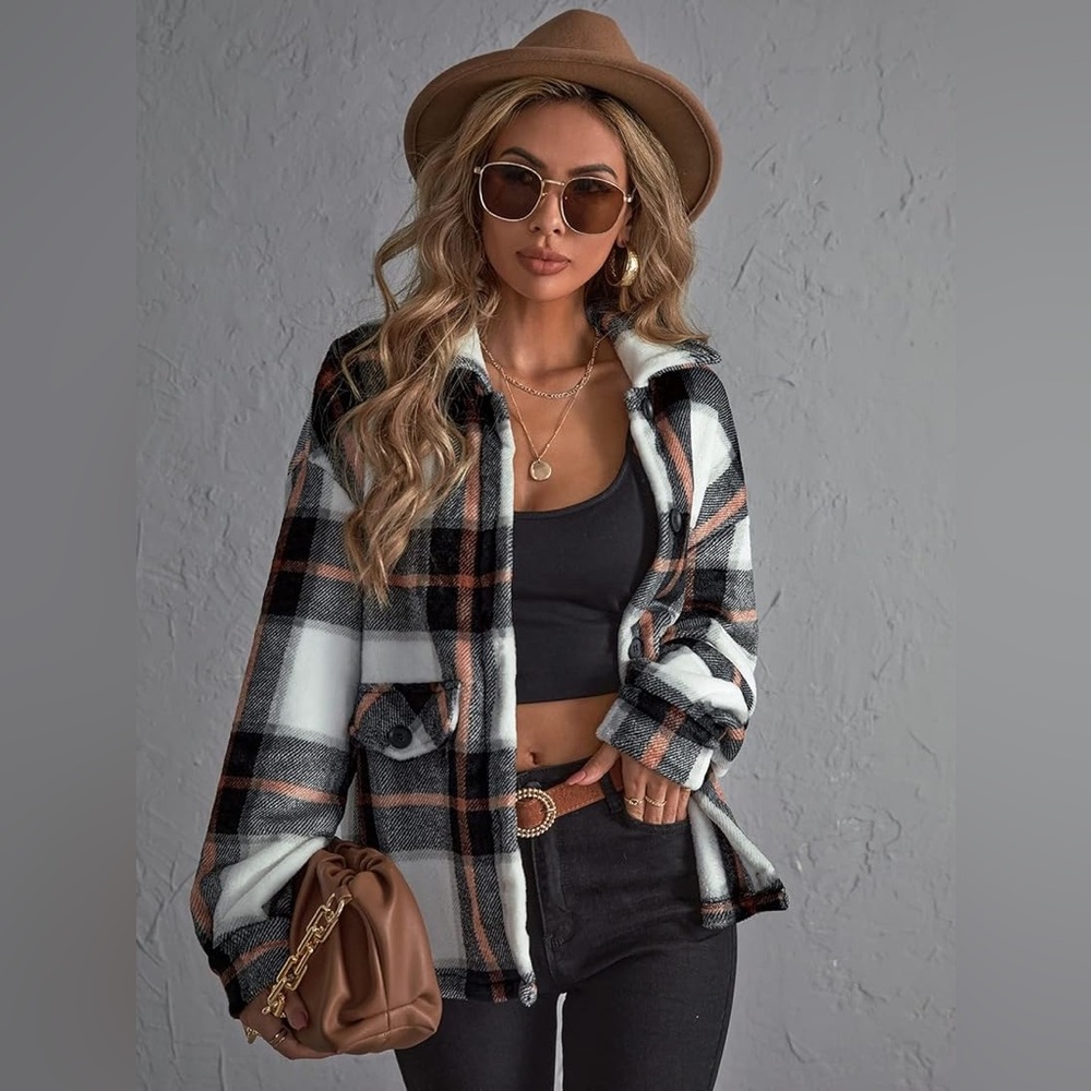 NWT - Plaid Fleece Shacket.